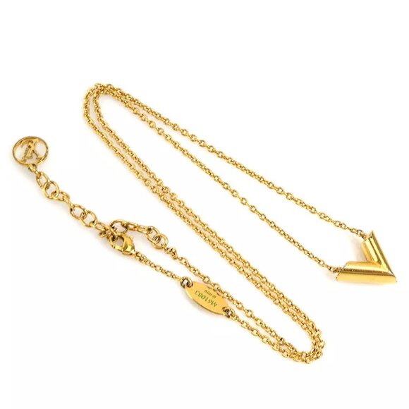 LOUIS VUITTON Essential V Necklace Gold Metal - Picture 9 of 11